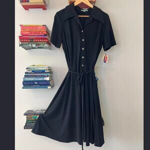 Vintage 1950s Melwine of Miami Black Midi Dress New with Tags Size XL